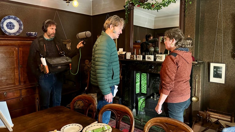 Podcast recording at Mr Straw's House